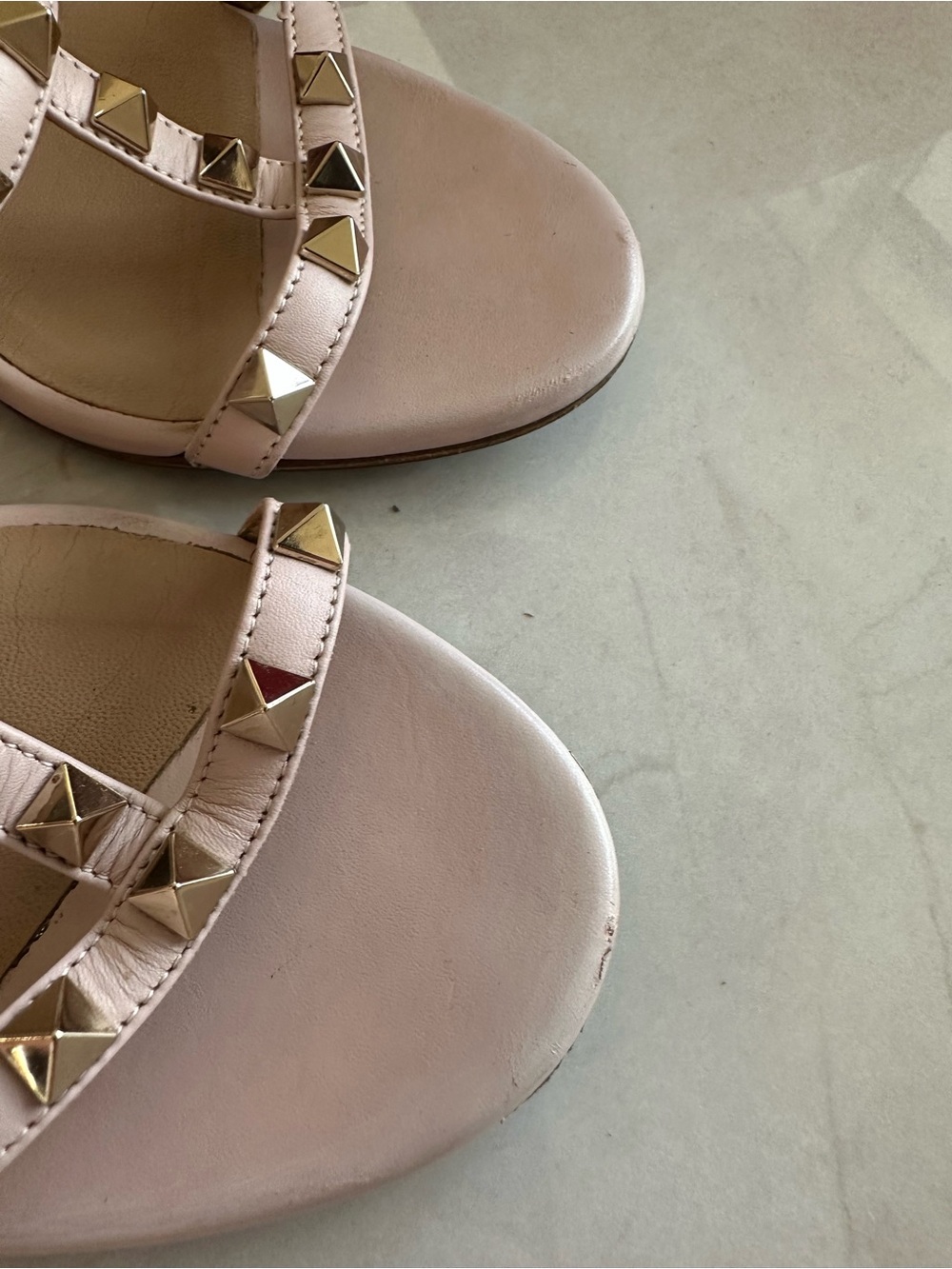Valentino Pink Leather Rockstud Multi-Strap Mules - Picture 4 of 6